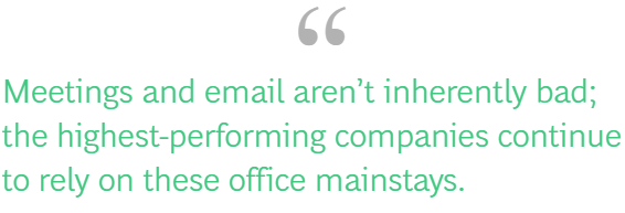Meetings and email aren't inherently bad; the highest-performing companies continue to rely on these office mainstays.