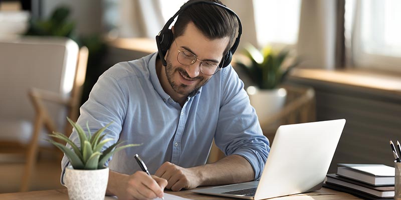 Man Working at Laptop