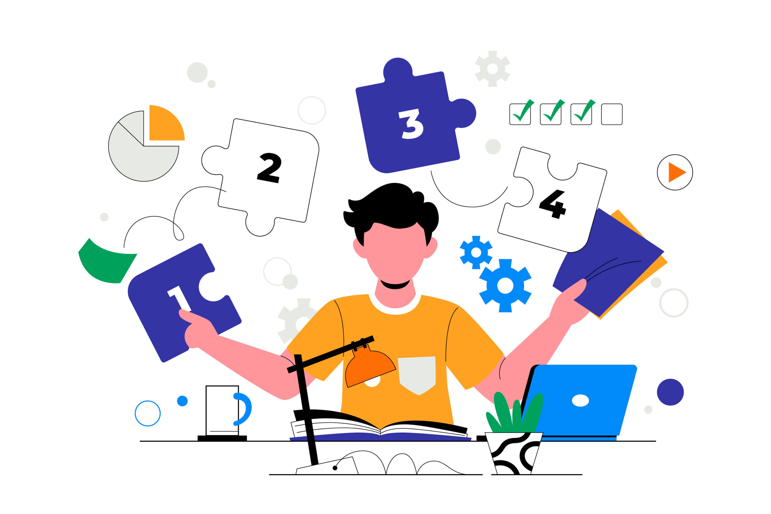 Learner with puzzle pieces