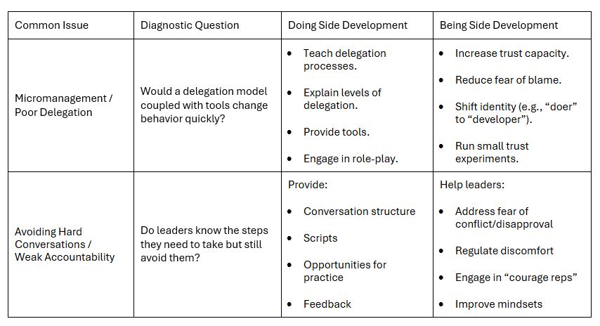 Common Leadership Issues Table
